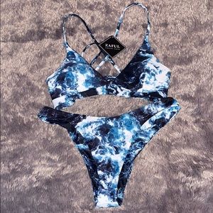 NWT marble Zaful bikini set